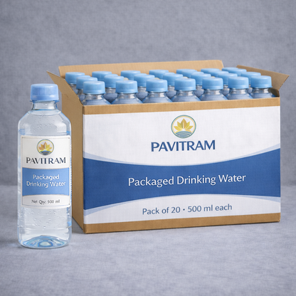 Pavitram Gangajal – Pack of 20 Bottles (500 ml Each) | Total 10 Litres | Pure & Authentic Holy Ganga Water