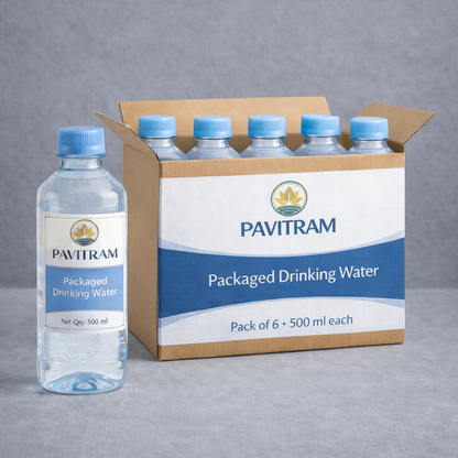 Pavitram Gangajal – Pack of 6 Bottles (500 ml Each) | Total 3 Litres | Pure & Authentic Holy Ganga Water