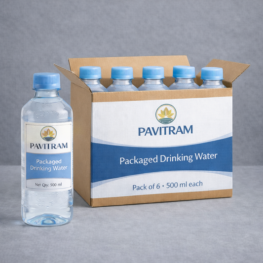 Pavitram Gangajal – Pack of 6 Bottles (500 ml Each) | Total 3 Litres | Pure & Authentic Holy Ganga Water